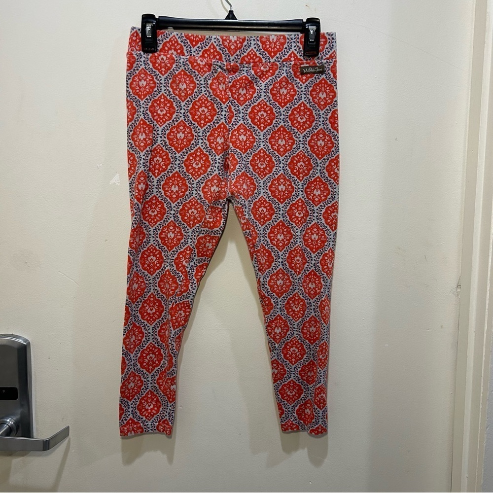 Matilda Jane Brilliant Day Dream Big Heart Red & Blue Women Leggings Size Small